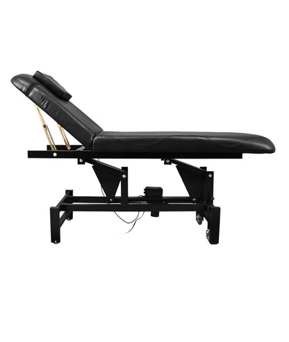 BeautéSync® One-Motor Electric Beauty Bed – Chrome Frame, Adjustable Backrest, PVC Leather, 500 lbs Capacity