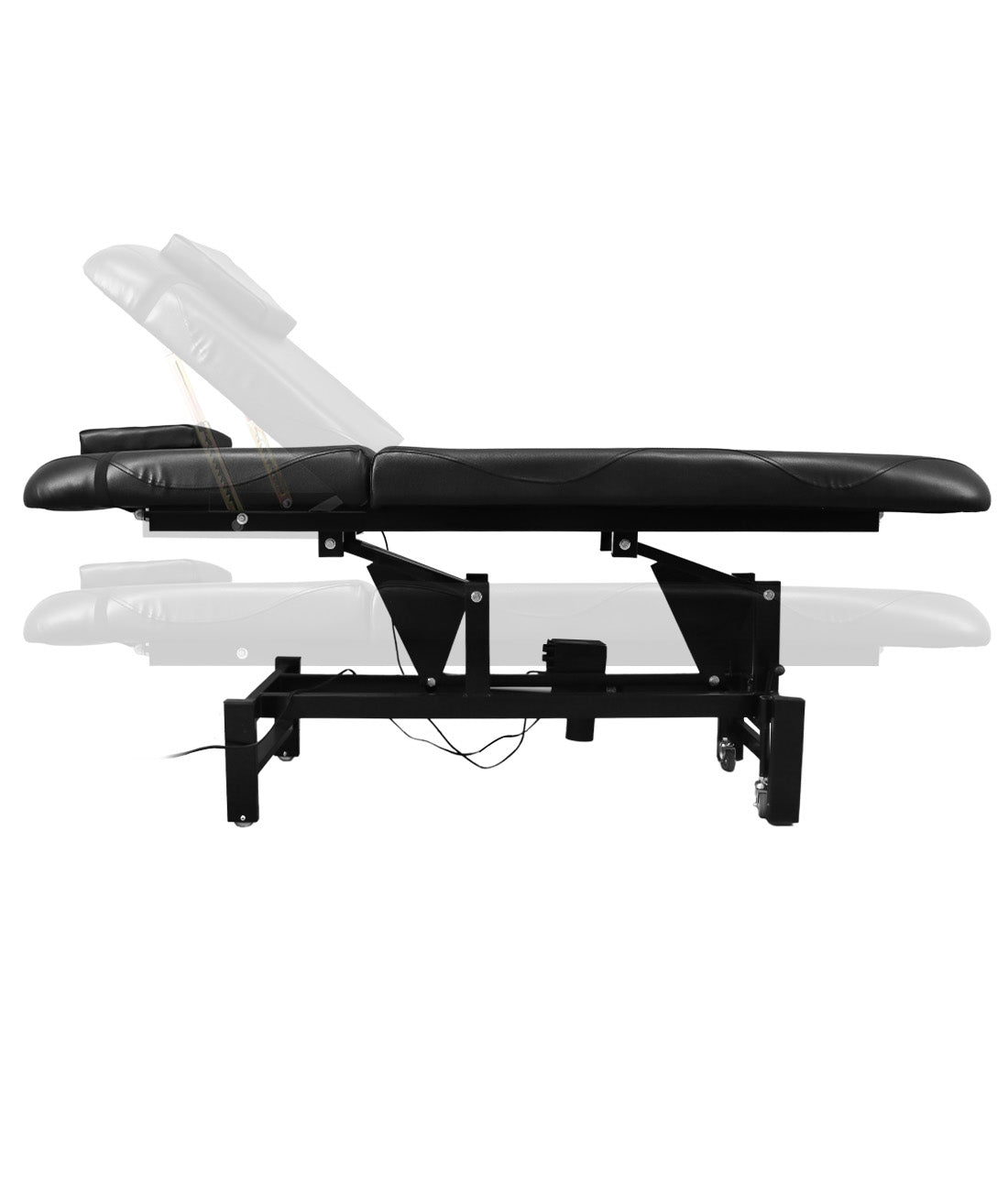 BeautéSync® One-Motor Electric Beauty Bed – Chrome Frame, Adjustable Backrest, PVC Leather, 500 lbs Capacity