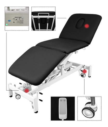 EVEREST One-Motor 3-Section Electric Treatment Bed – Chiropractic & Physiotherapy Massage Table with Adjustable Backrest & Leg rest