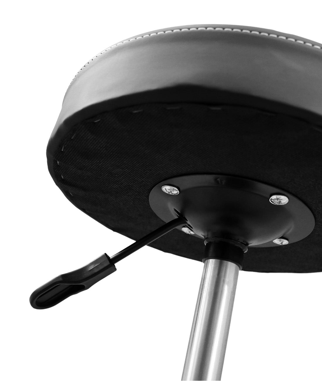 BeautéSync Hydraulic Rolling Stool, Adjustable Height, 360° Swivel for Spa, Salon, Tattoo, Medical Use (Black  Leather + Black Injection-Molded Base)