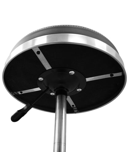 BeautéSync®  Hydraulic Rolling Stool, Adjustable Height, 360° Swivel for Spa, Facial, Massage, Tattoo (Black Leather + Silver Steel Base)