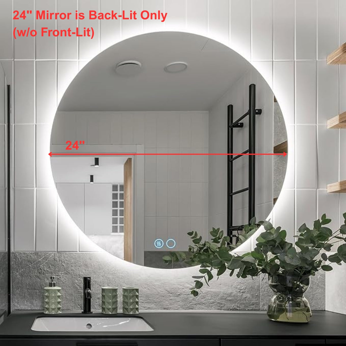 BeautéSync Anti-Fog Bathroom LED Mirror – Front-Lit & Backlit, Three-Color Dimmable Lighting, Anti-Fog Function