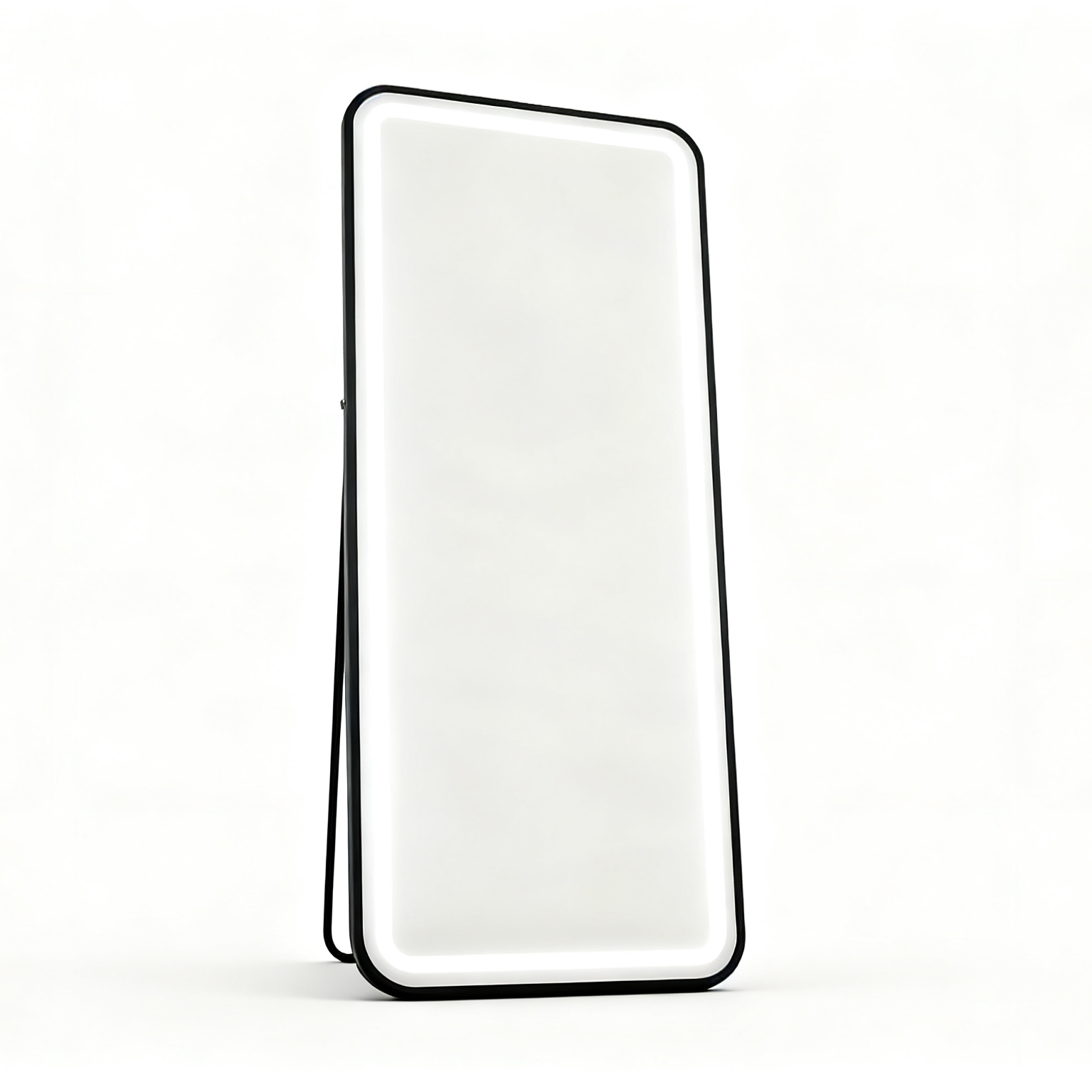BeautéSync® Freestanding Rectangle Front-Lit LED Salon Mirror front view, full-length salon mirror with LED lighting
