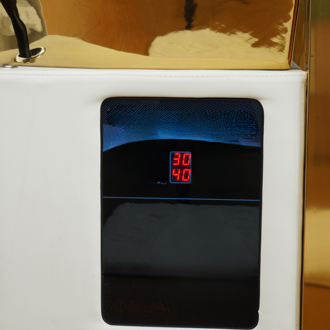 BeautéSync® Electric Treatment Bed control panel detail view – close-up of smart control buttons for height and backrest adjustment