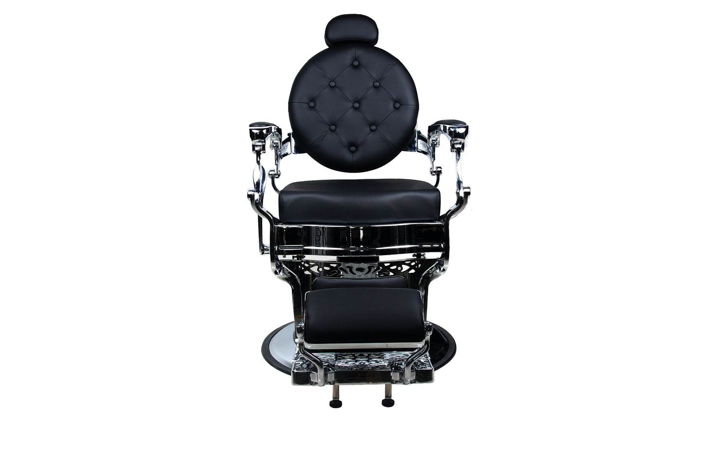 BeautéSync® Deluxe Hydraulic Barber Chair – Black PVC Leather, Chrome Frame & XL Pump
