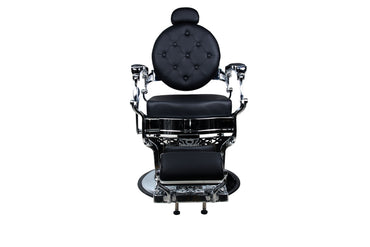 BeautéSync® Deluxe Hydraulic Barber Chair – Black PVC Leather, Chrome Frame & XL Pump
