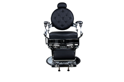 BeautéSync® Deluxe Hydraulic Barber Chair – Black PVC Leather, Chrome Frame & XL Pump