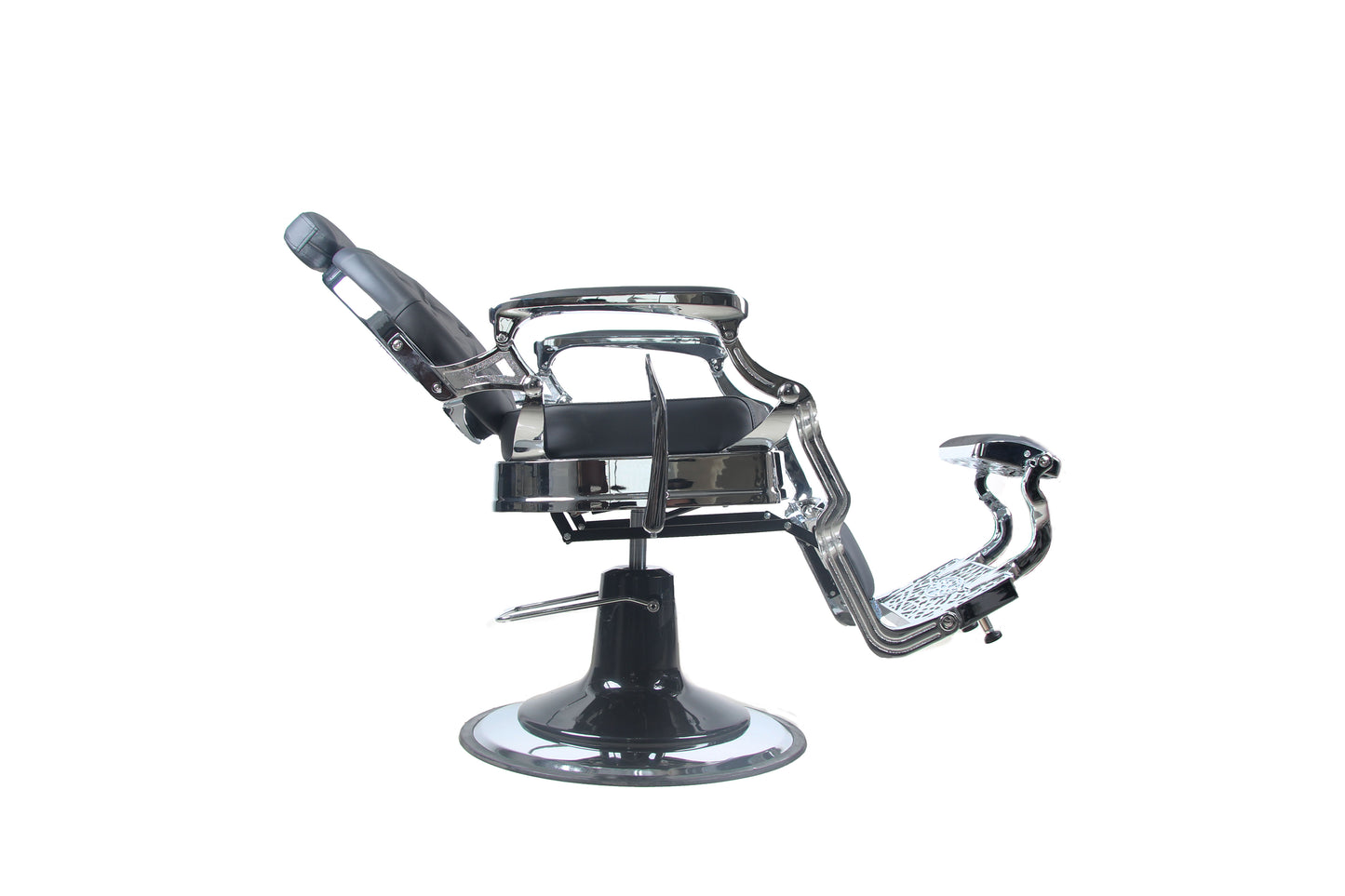 BeautéSync® Deluxe Hydraulic Barber Chair – Black PVC Leather, Chrome Frame & XL Pump