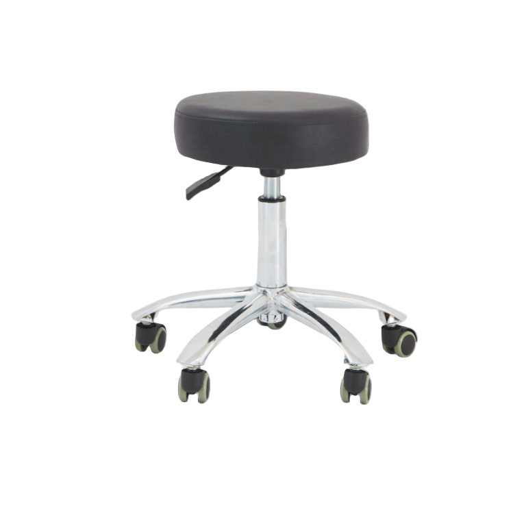 BeautéSync® Professional Adjustable Beauty Stool front view ergonomic salon and tattoo chair with PU leather seat and steel frame