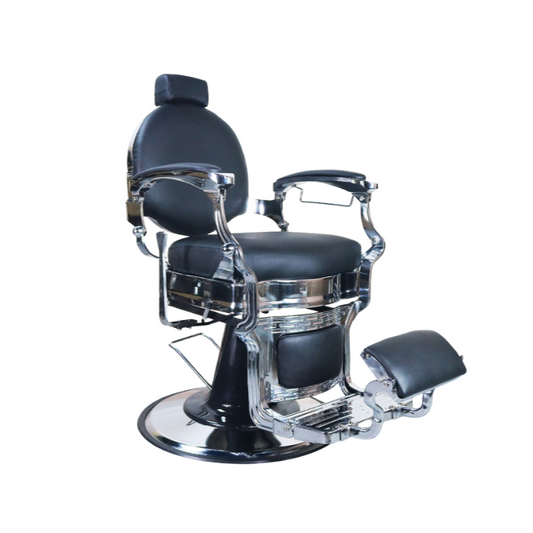 BeautéSync® Deluxe Hydraulic Barber Chair - Silver