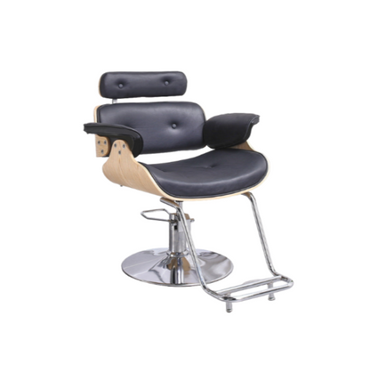 BeautéSync® Hairdressing Chair w Black Leather and Silver Pump