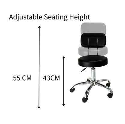 BeautéSync® Professional Backrest Stool