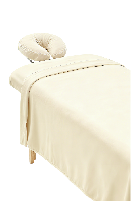 BeautéSync® Microfiber Massage Sheet Set – White / Beige / Gray