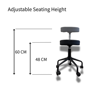 BeautéSync® Professional Rolling Stool – Height Adjustable with Steel Base