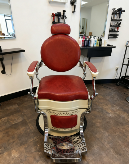 BeautéSync® Deluxe Hydraulic Barber Chair - Red