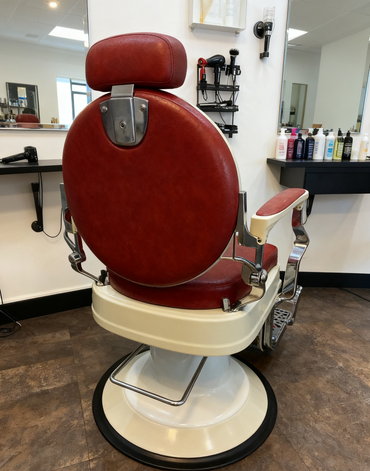 BeautéSync® Deluxe Hydraulic Barber Chair - Red