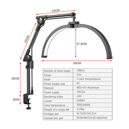Clamp-On Swing Arm Beauty Light for Nail & Spa Use