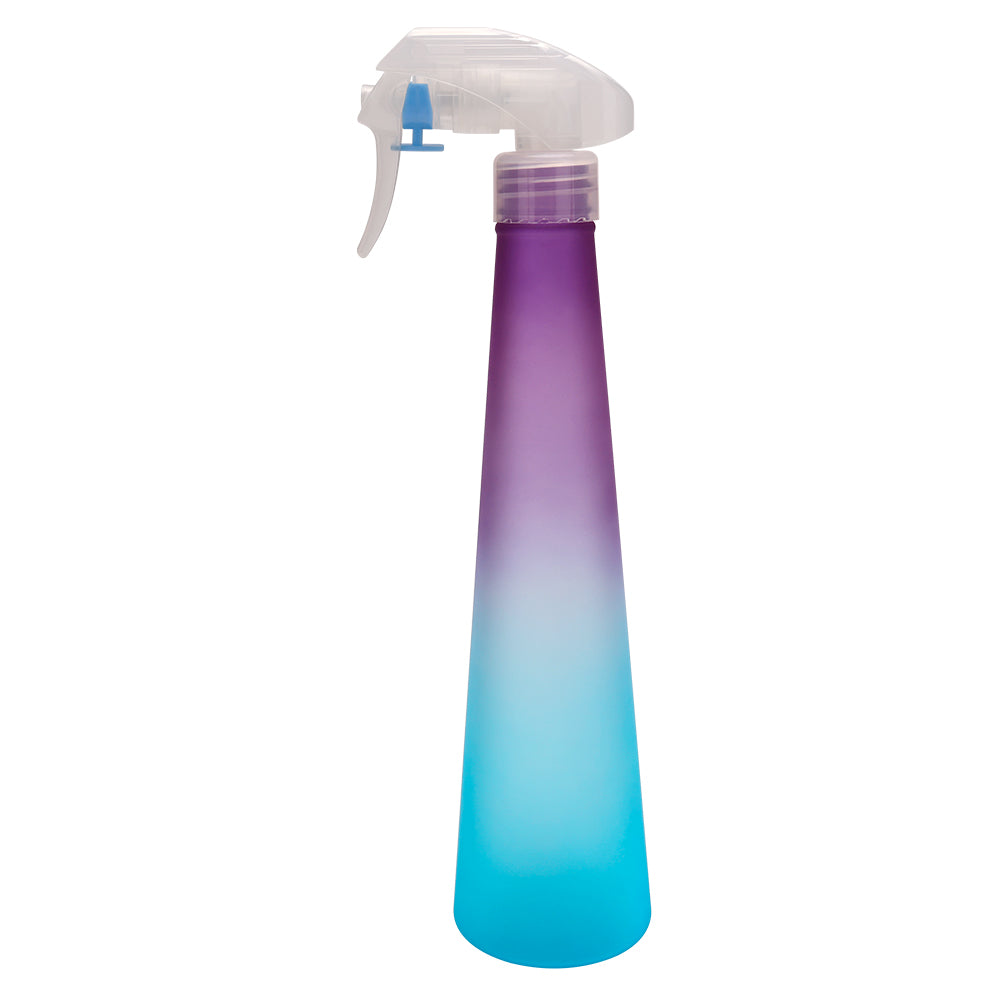 rainbow hair spray bottle purple and blue