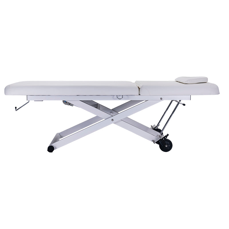 BeautéSync® MiraX Electric Treatment Bed front view – professional salon spa bed with electric height and backrest adjustment