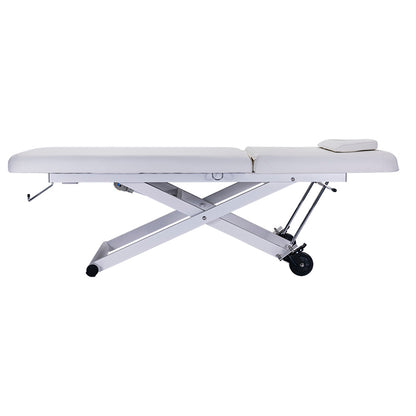 BeautéSync® MiraX Electric Treatment Bed front view – professional salon spa bed with electric height and backrest adjustment