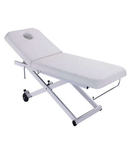 BeautéSync® MiraX Electric Treatment Bed front view – professional salon spa bed with electric height and backrest adjustment