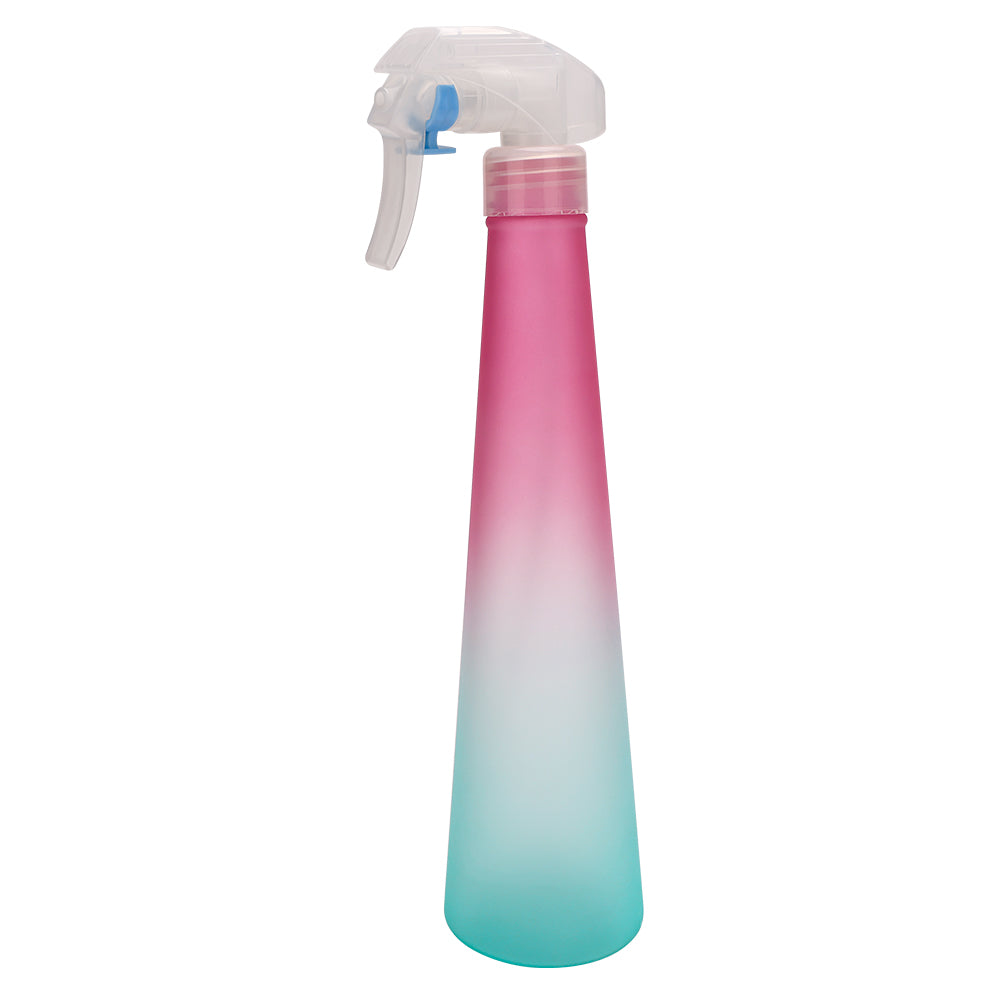 rainbow hair spray bottle pink and green turned