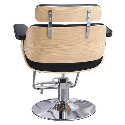 BeautéSync® Hairdressing Chair w Black Leather and Silver Pump