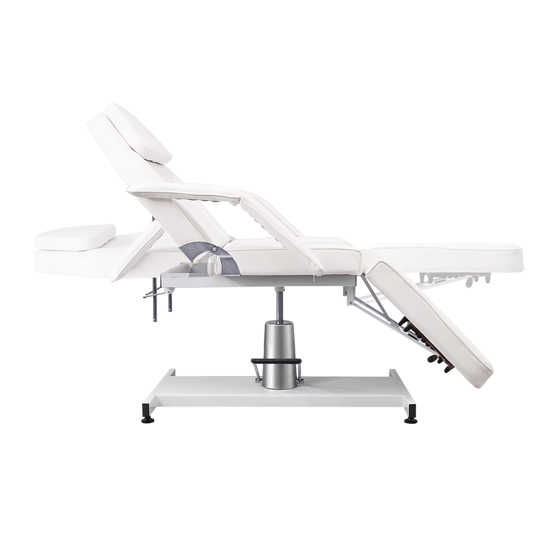 white tattoo spa bed with ergonomic design and manual adjustments