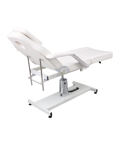 Professional esthetician chair with full recline and hydraulic height adjustment for tattoo and massage