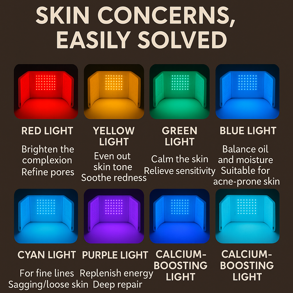 BeautéSync®  LED Light Therapy Machine with Nano Steam Spray: 7-Mode Light Therapy