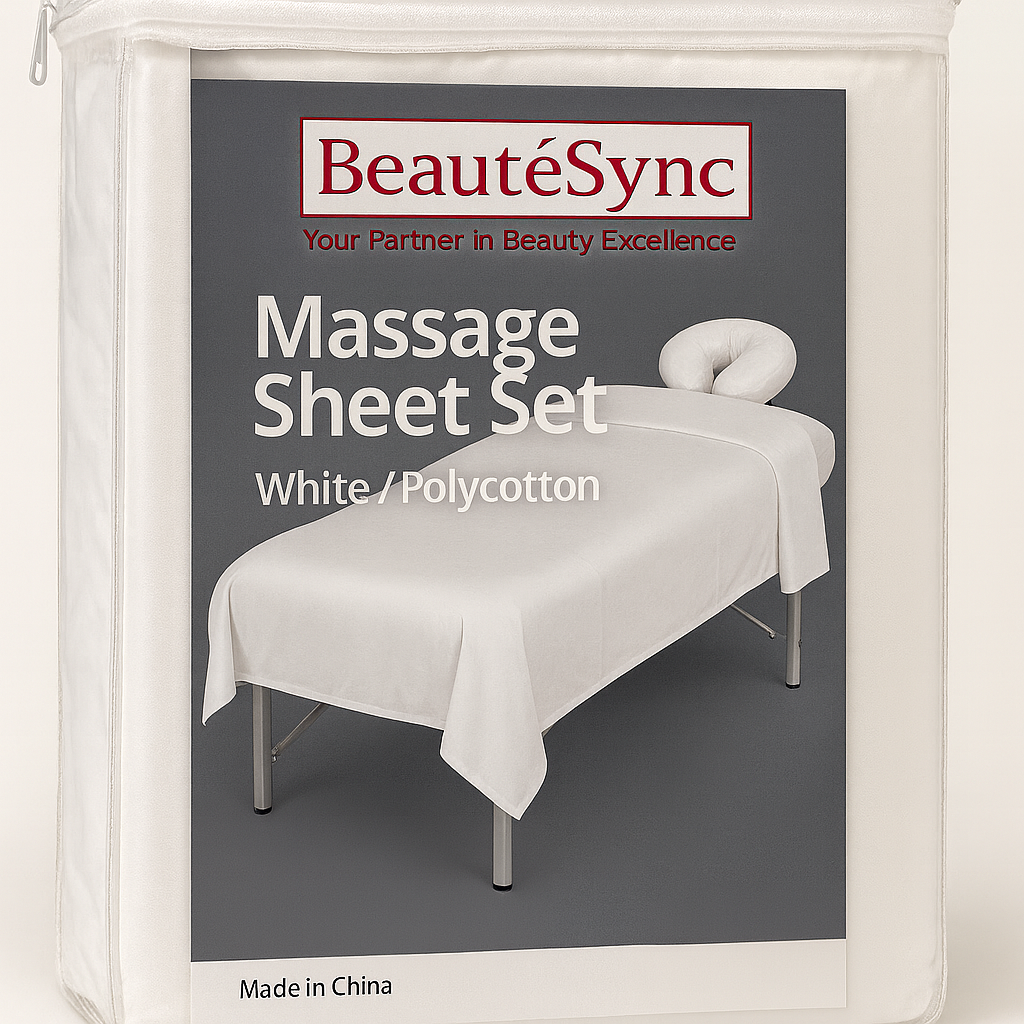 BeautéSync® Polycotton Massage Sheet Set – Soft, Durable & Easy-Care for Professional Spa Use