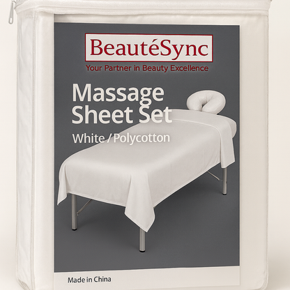 BeautéSync® Polycotton Massage Sheet Set – Soft, Durable & Easy-Care for Professional Spa Use