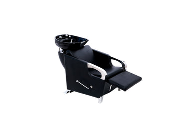 BeautéSync Shampoo Unit with Black PVC leather, Black Ceramic Basin & High-Density Sponge - cUPC plumbing parts included