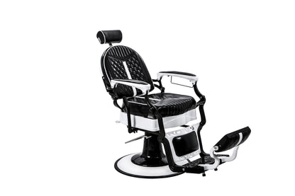 black and white barber chair reclined