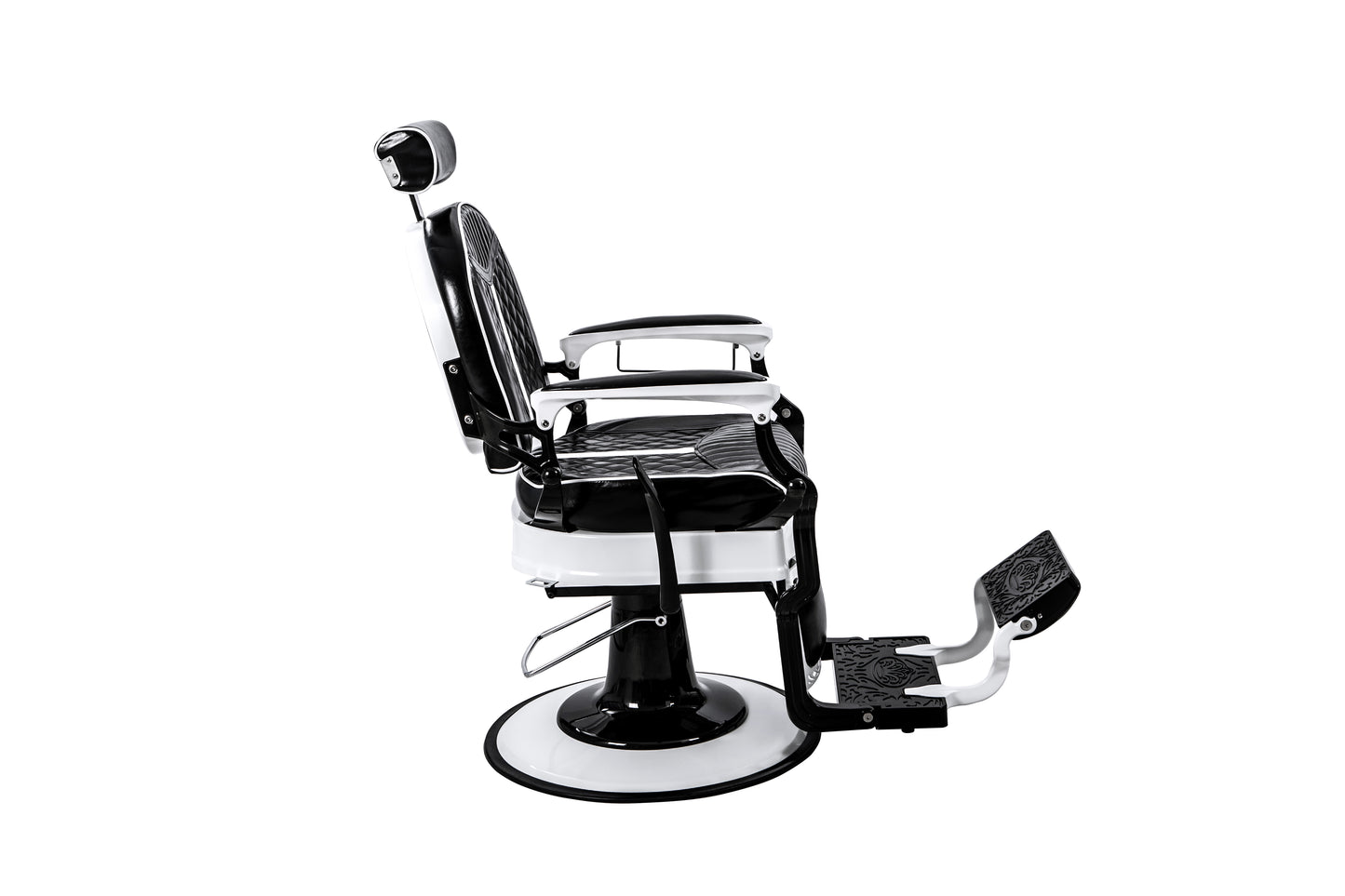 black and white barber chair right