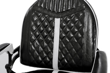 black and white barber chair