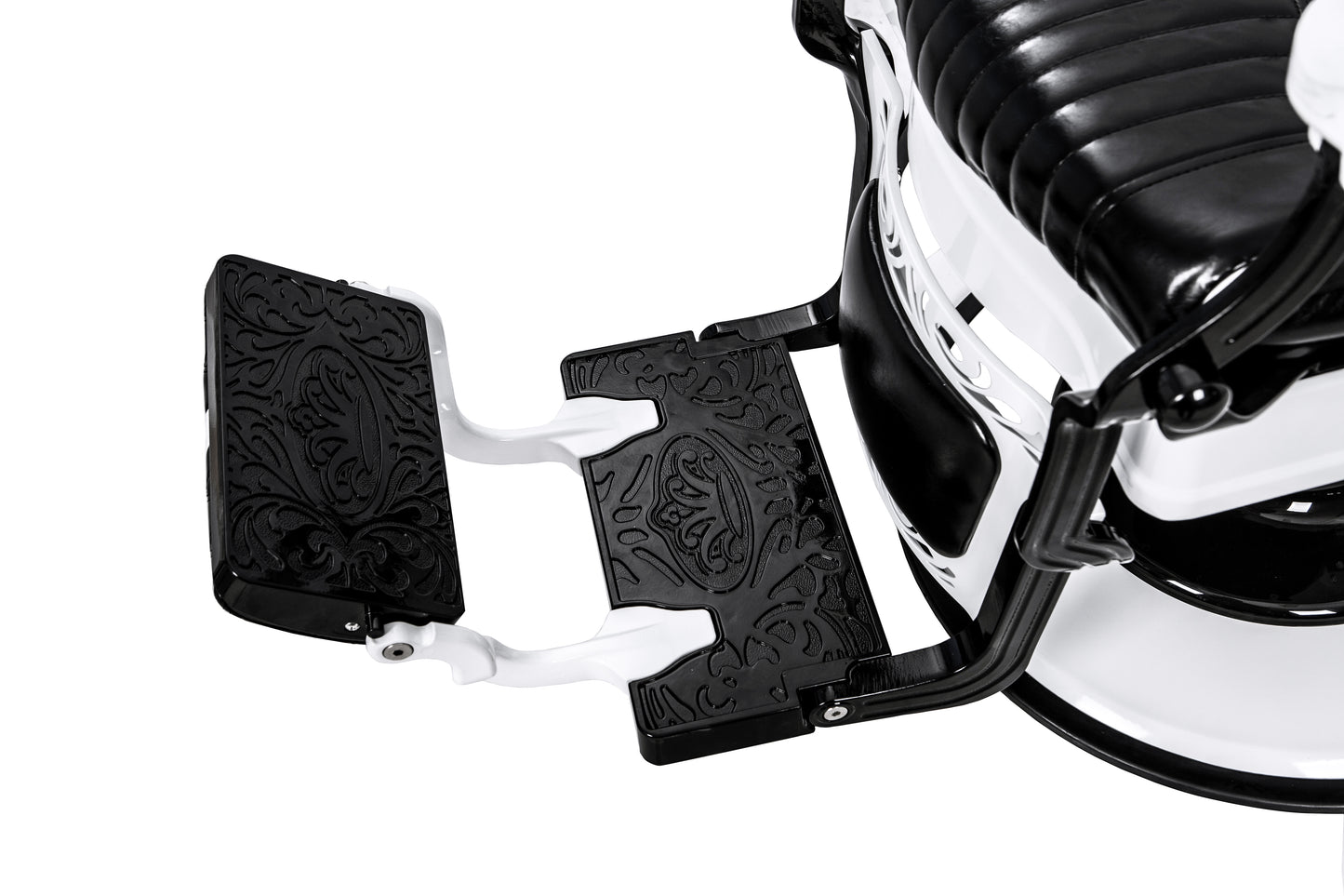 black and white barber chair footrest