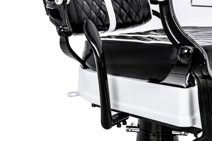 black and white barber chair lever
