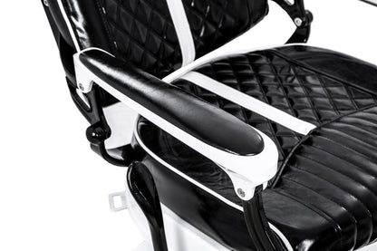 black and white barber chair right armrest