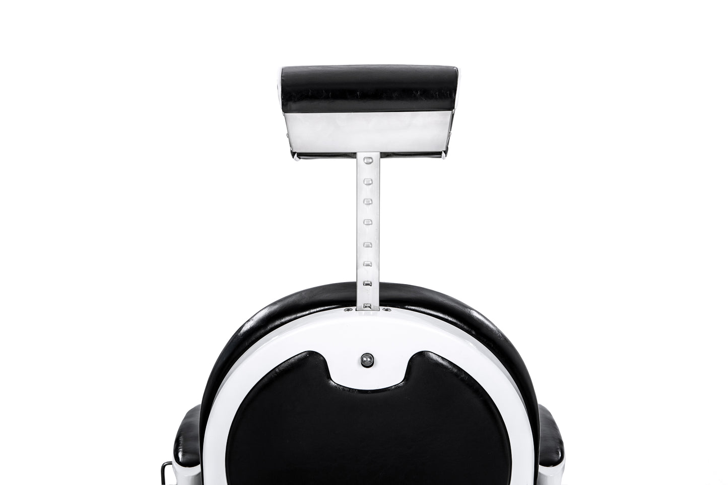 black and white barber chair extended headrest