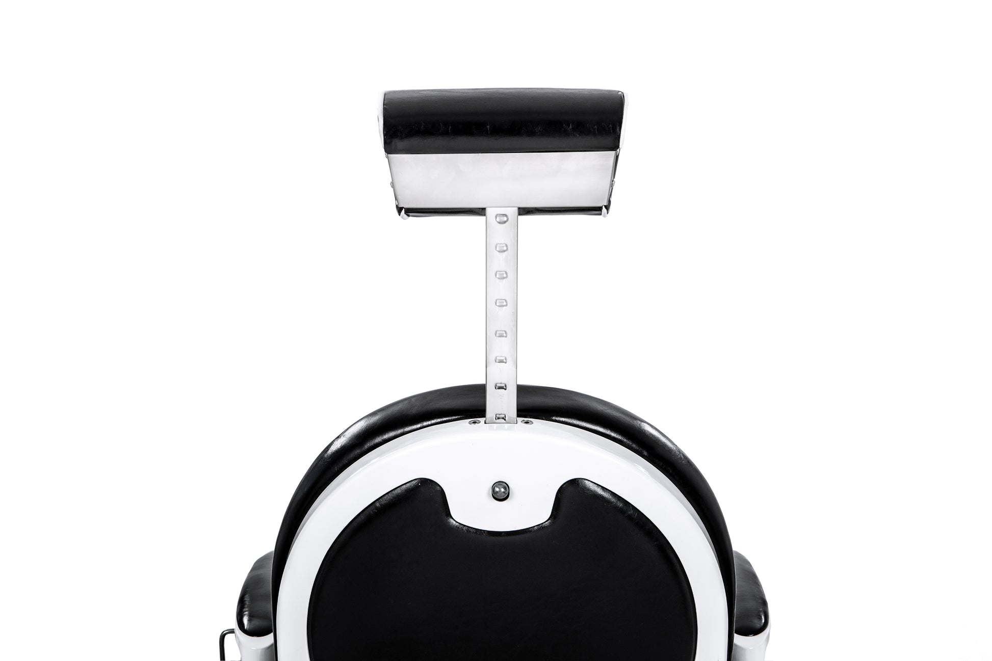 black and white barber chair extended headrest