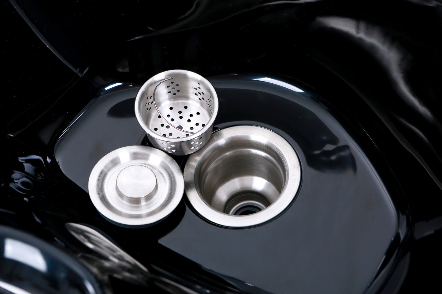 BeautéSync® Shampoo Unit with Black PVC leather, Black Acrylic Basin & High-Density Sponge -cUPC plumbing parts included (Floor Demo)