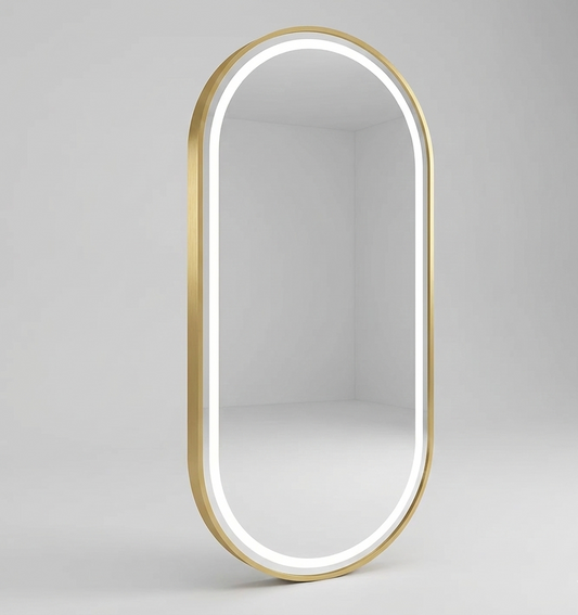 BeautéSync® Oval LED Wall Mirror – Front-Lit 120×60 cm, Vertical/Horizontal Mount (110V Salon & Home Ready)