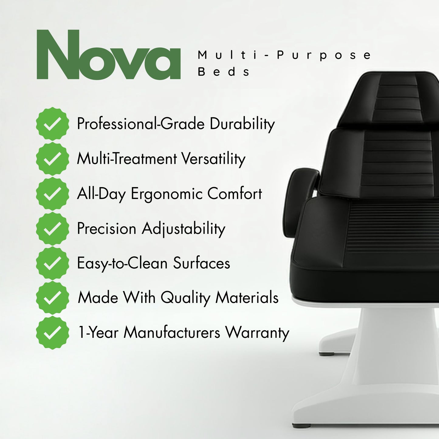 Nova360° Hydraulic Facial Bed – Full Rotation for Facial, Tattoo, Massage & Waxing Chair (White/Black)