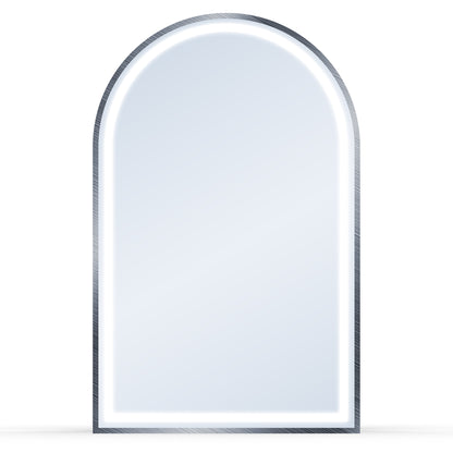 BeautéSync® Freestanding Arch LED Salon Mirror – HD Glass, 3-Color Lighting, Aluminum Frame