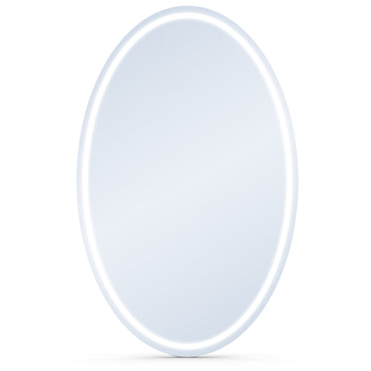 Round mirror with soft glow for facial treatment room