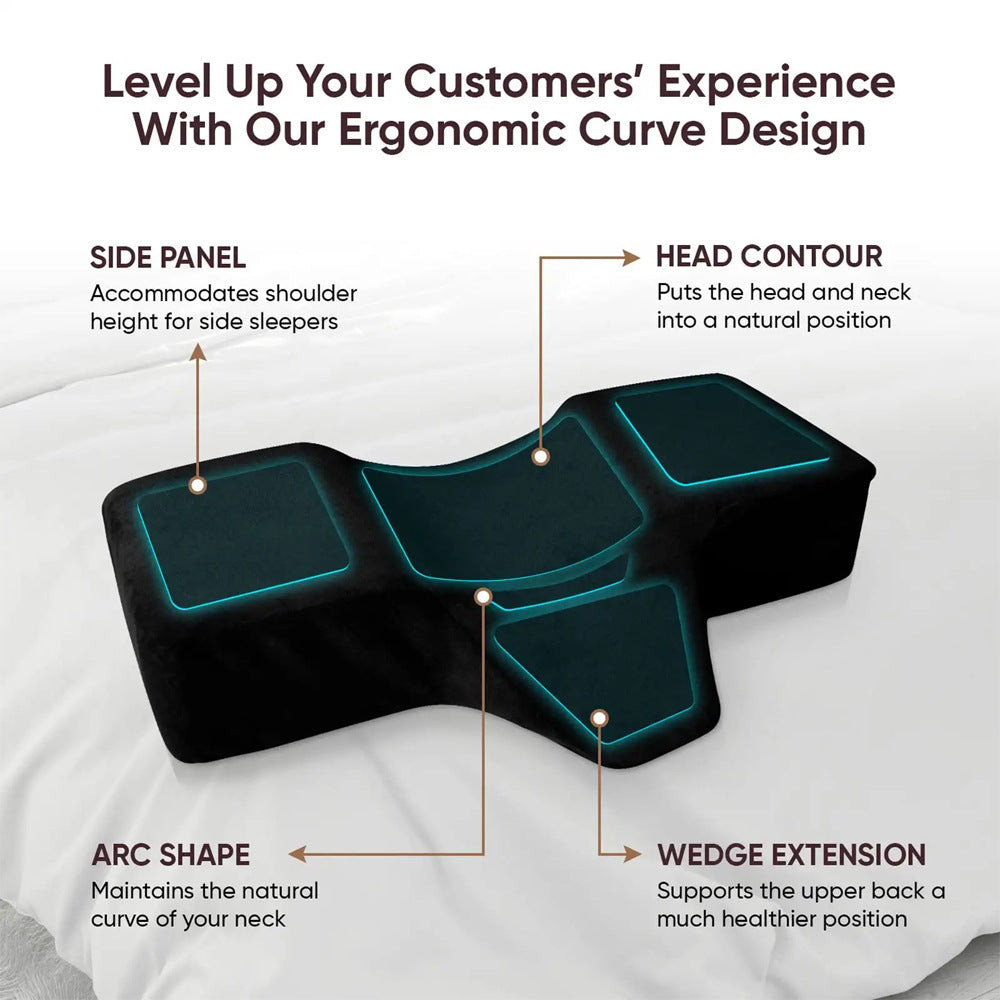 BeautéSync® Curved Memory Foam Lash Bed Pillow with Neck and Back Support