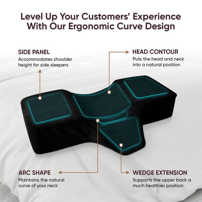 BeautéSync® Curved Memory Foam Lash Bed Pillow with Neck and Back Support