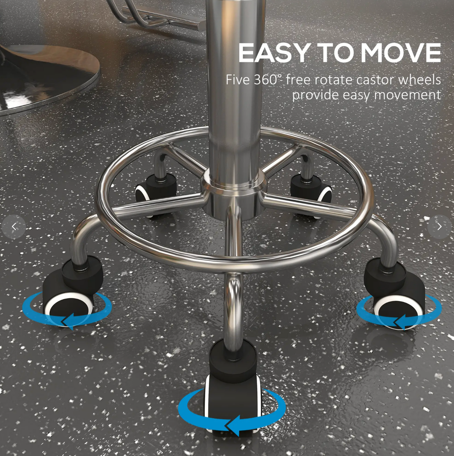 BeautéSync®  Rolling Salon Stool with Adjustable Height, PU Leather Barber Massage Tattoo Chair for Beauty, SPA, Black