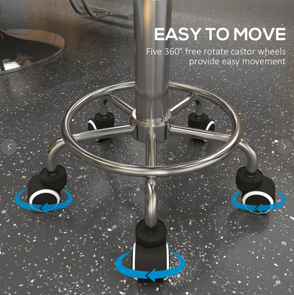 BeautéSync®  Rolling Salon Stool with Adjustable Height, PU Leather Barber Massage Tattoo Chair for Beauty, SPA, Black